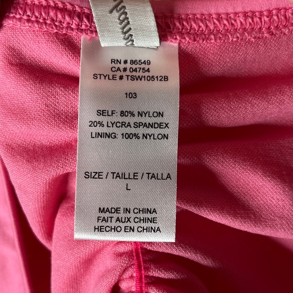 Tommy Bahama Pink Hipster Bikini Bottom Size L 12 Shirred Gathered Solid Basic - Picture 8 of 8